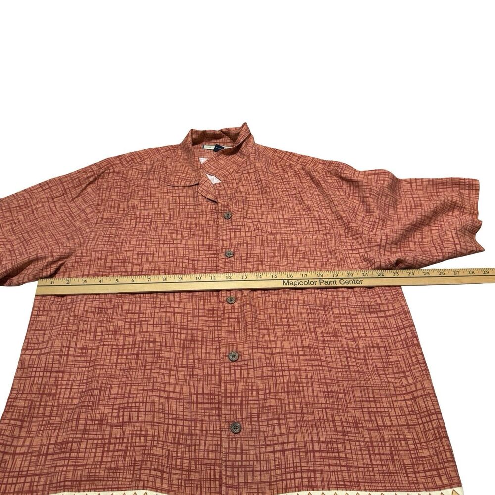 Men's Tommy Bahama Silk Orange & Red Palm Tree Cocktail Shirt Medium - Picture 6 of 11